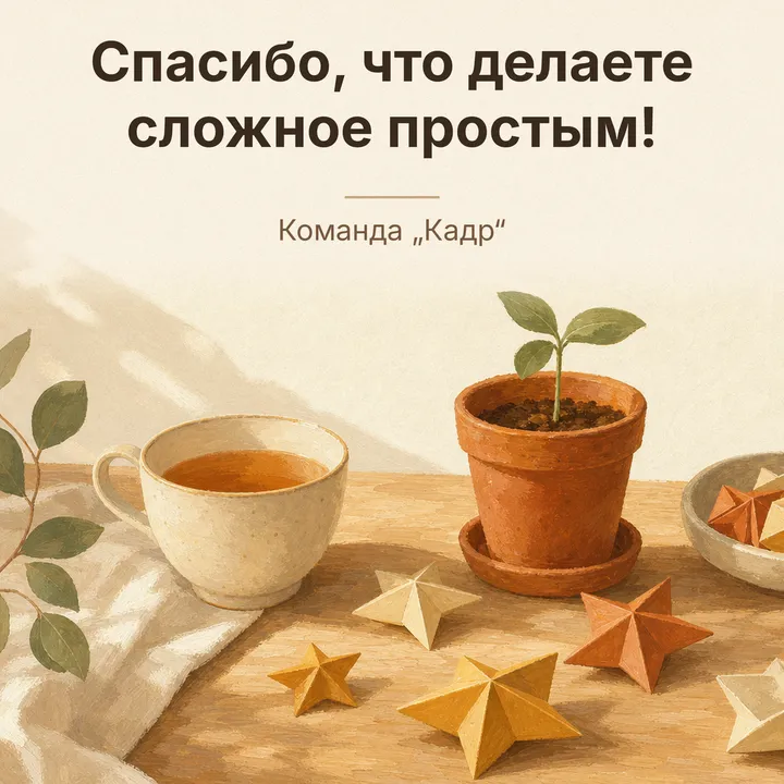 Квадратная открытка с отдельным русским текстом