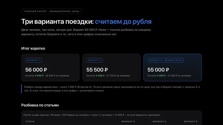 Учебный результат: сравнить варианты поездки с помощью ИИ-агента